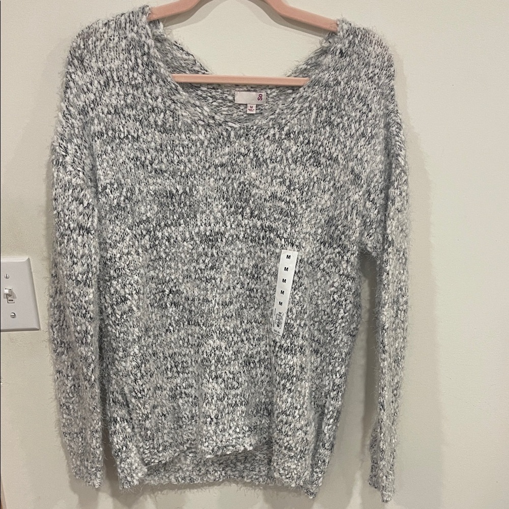 SO Marled Black and White Sweater